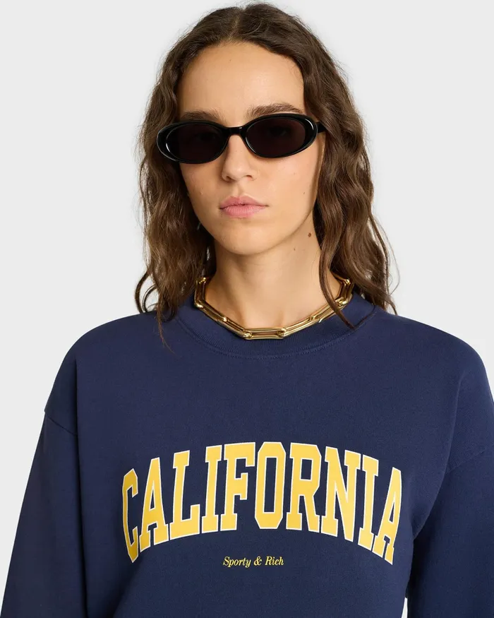 Sweatshirts Men Sporty and Rich California Crewneck 8211 NavyGold