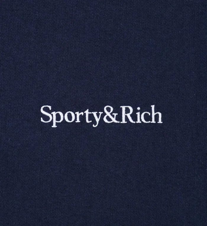 Sweatshirts Men Sporty and Rich Serif Logo Hoodie 8211 NavyWhite