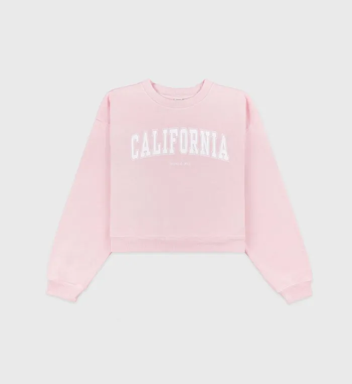 Sweatshirts Women Sporty and Rich California Cropped Crewneck 8211 BalletWhite
