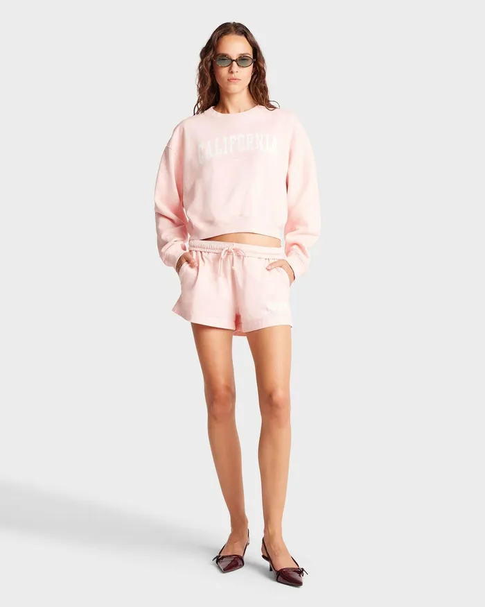Sweatshirts Women Sporty and Rich California Cropped Crewneck 8211 BalletWhite