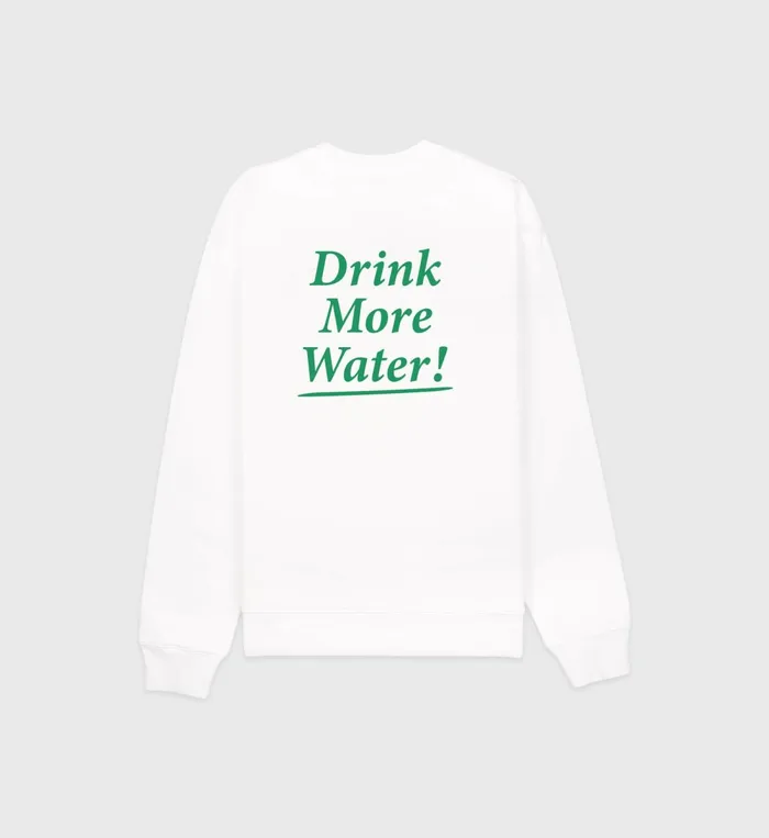 Sweatshirts Women Sporty and Rich Drink More Water Crewneck 8211 WhiteVerde