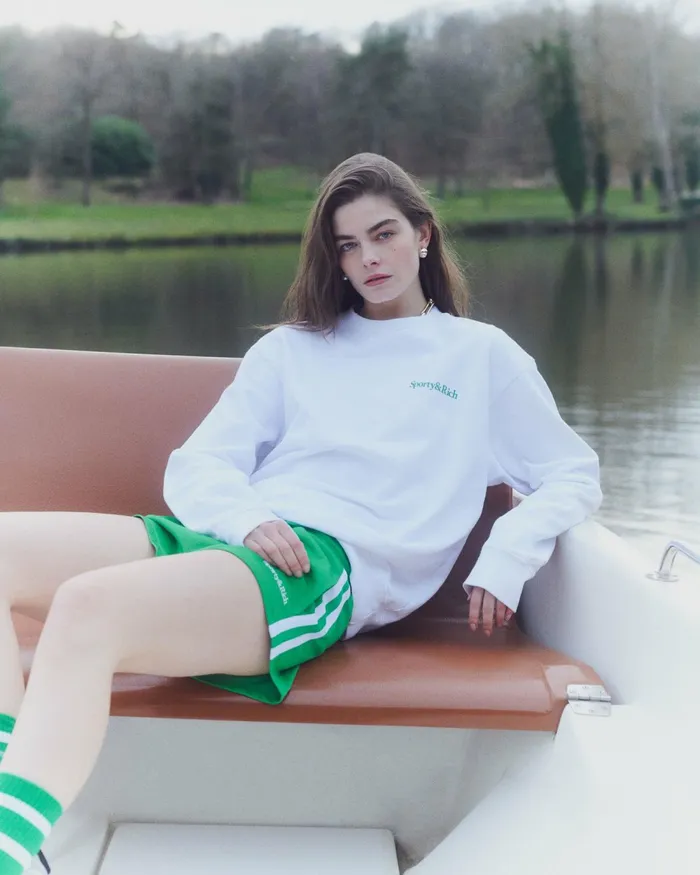 Sweatshirts Women Sporty and Rich Drink More Water Crewneck 8211 WhiteVerde
