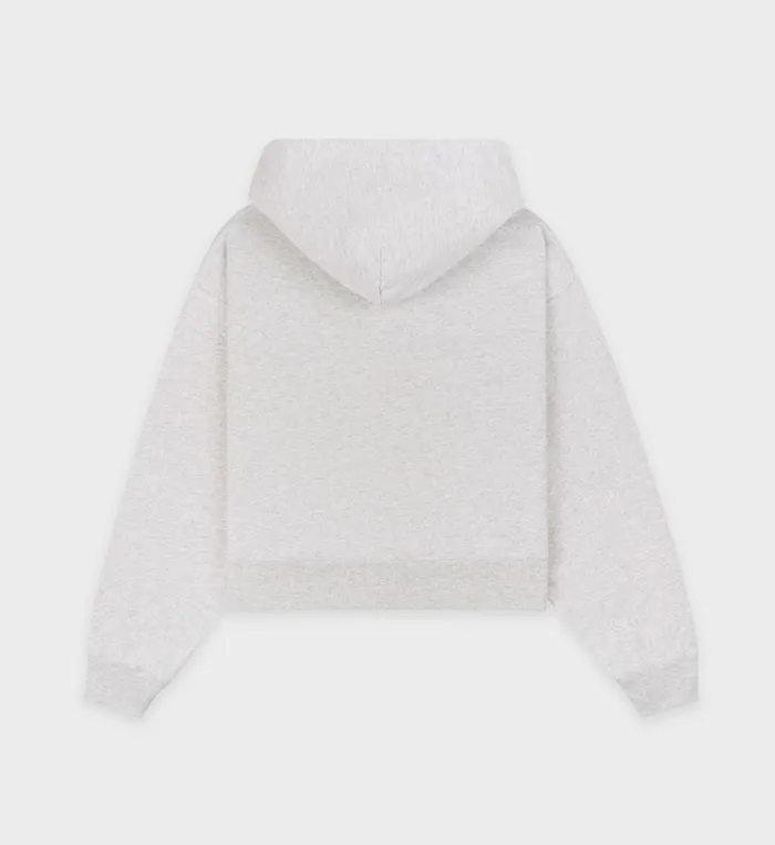 Sweatshirts Women Sporty and Rich Emblem Cropped Zip Hoodie 8211 Heather GrayNavy