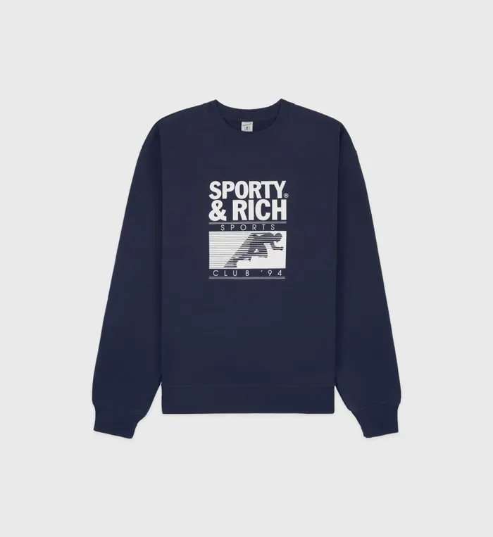 Sweatshirts Women Sporty and Rich Motion Club Crewneck 8211 NavyWhite