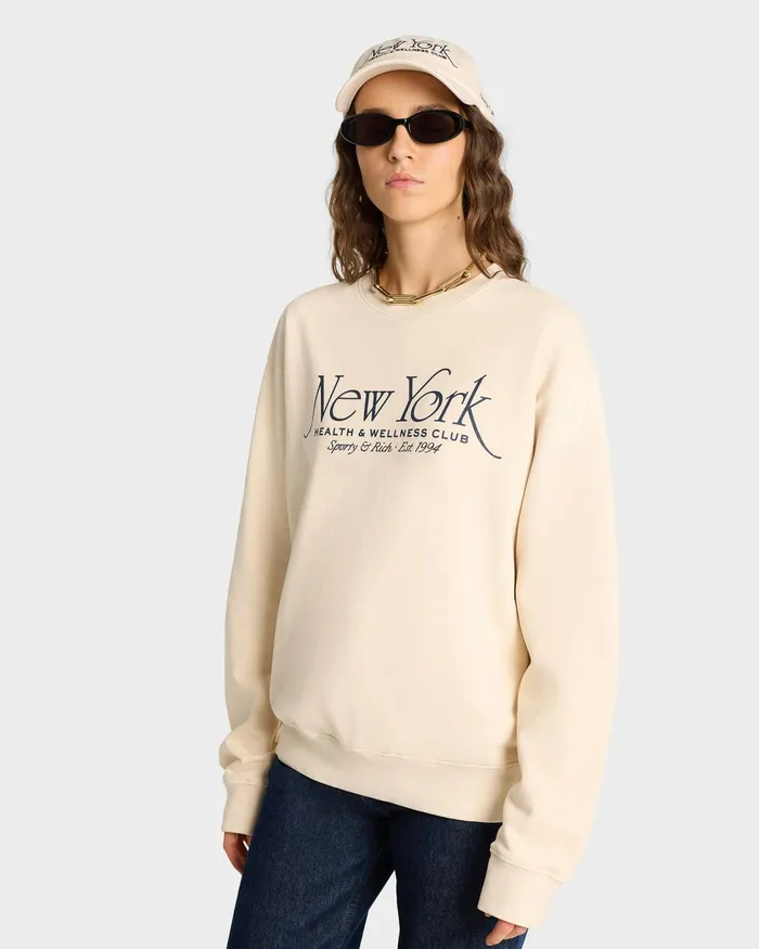 Sweatshirts Women Sporty and Rich NY 94 Crewneck 8211 CreamNavy