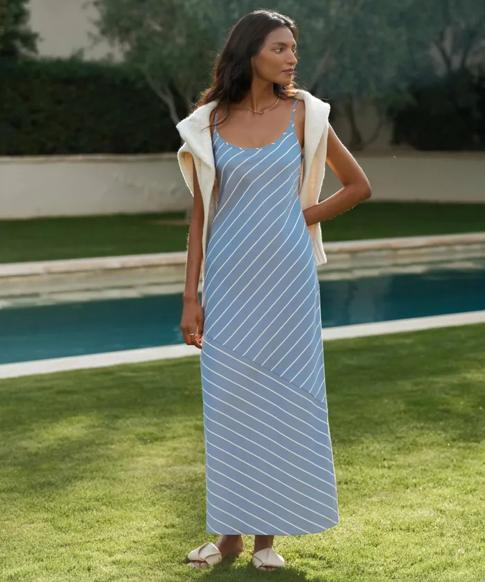Swim and Beach Women Jenni Kayne Kendall Slip Dress Vintage Blue Stripe