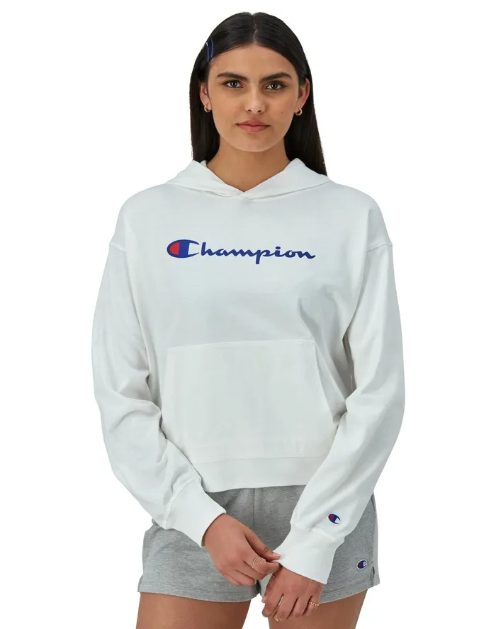 TShirt Hoodie Script Logo White Women Champion Hoodies and Sweatshirts