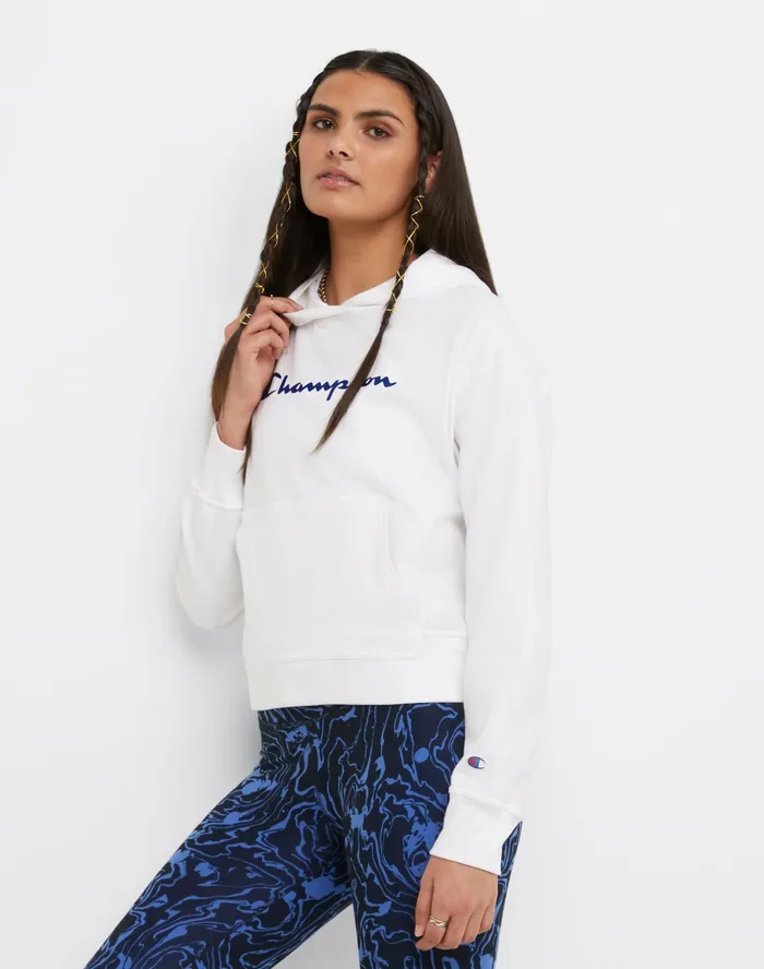 TShirt Hoodie Script Logo White Women Champion Hoodies and Sweatshirts