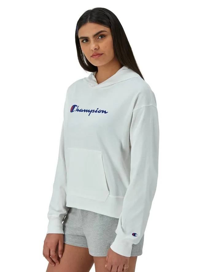 TShirt Hoodie Script Logo White Women Champion Hoodies and Sweatshirts