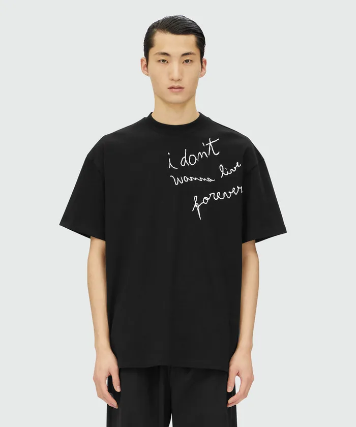 TShirt With 034I Don039t Wanna Live Forever034 Quote Men MSGM Tshirts