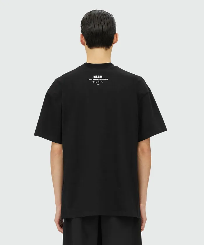 TShirt With 034I Don039t Wanna Live Forever034 Quote Men MSGM Tshirts