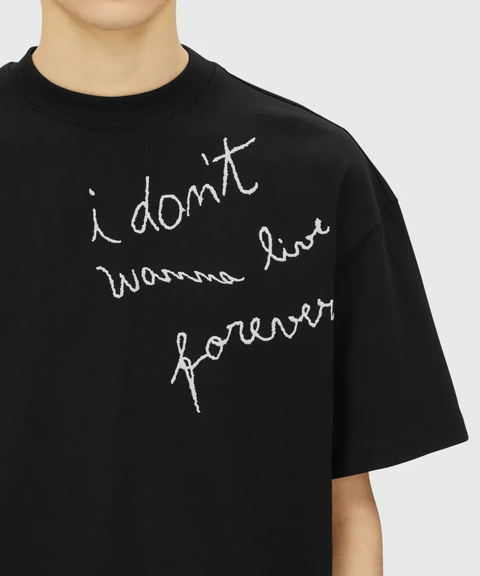 TShirt With 034I Don039t Wanna Live Forever034 Quote Men MSGM Tshirts
