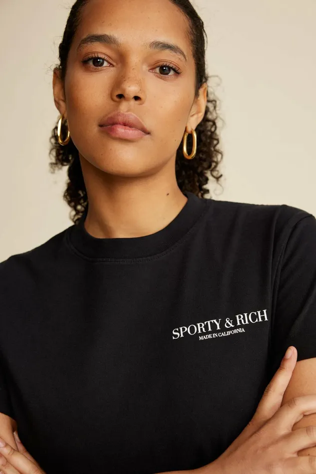 TShirts and Tops Women Sporty and Rich Made In California TShirt 8211 BlackWhite