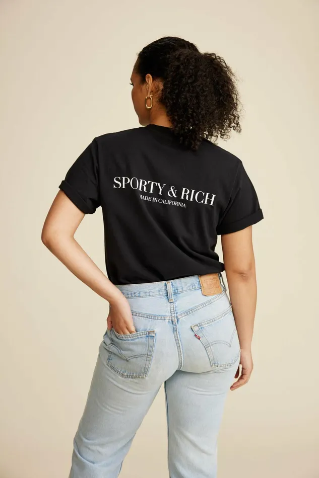 TShirts and Tops Women Sporty and Rich Made In California TShirt 8211 BlackWhite