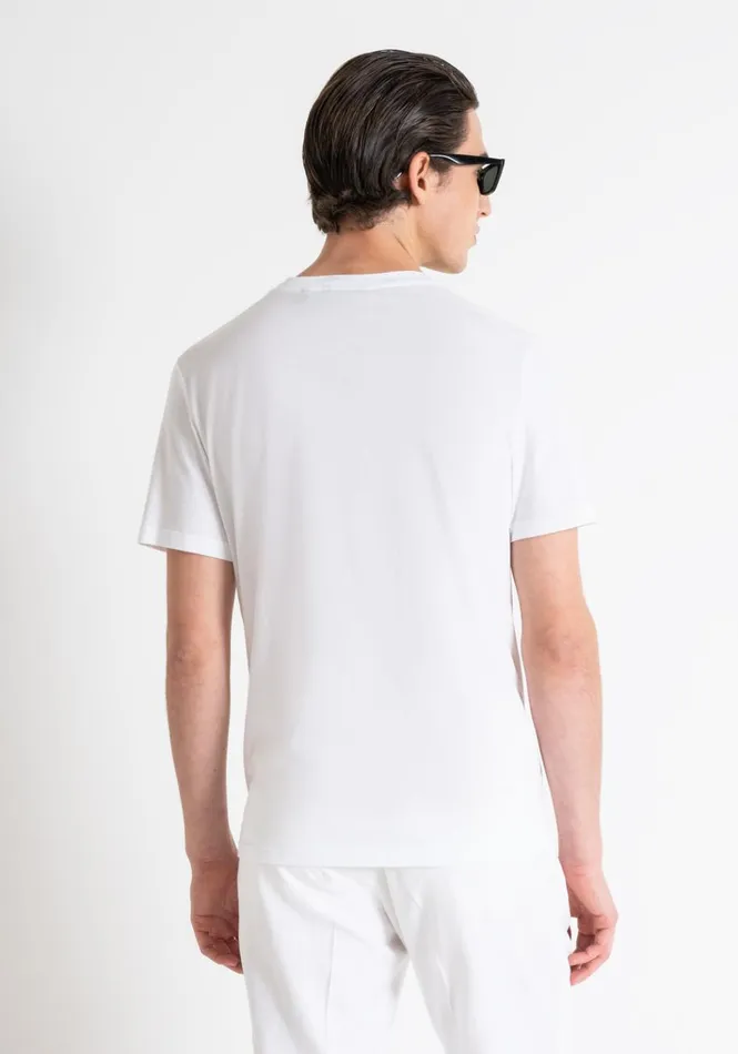 TShirts And Polo Men Antony Morato Regular Fit Cotton Viscose Logo Tone On Tone TShirt White