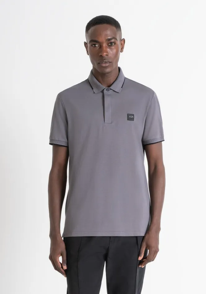 TShirts And Polo Men Antony Morato Regular Fit Polo TShirt In Cotton Pique With Logo Anthracite TShirts And Polo Men Antony Morato Regular Fit Polo TShirt In Cotton Pique With Logo Anthracite