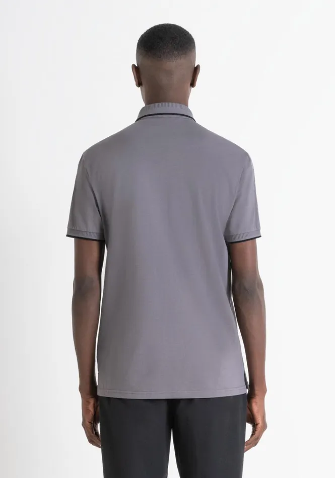 TShirts And Polo Men Antony Morato Regular Fit Polo TShirt In Cotton Pique With Logo Anthracite