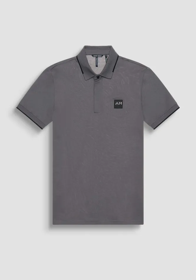 TShirts And Polo Men Antony Morato Regular Fit Polo TShirt In Cotton Pique With Logo Anthracite