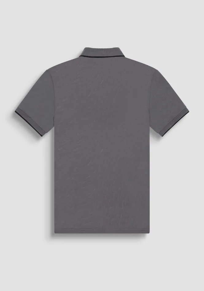 TShirts And Polo Men Antony Morato Regular Fit Polo TShirt In Cotton Pique With Logo Anthracite