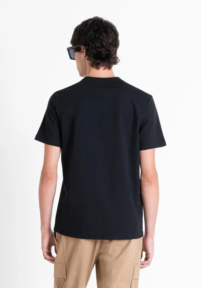 TShirts And Polo Men Antony Morato Regular Fit TShirt In Cotton Jersey With SpongeEffect Print Black