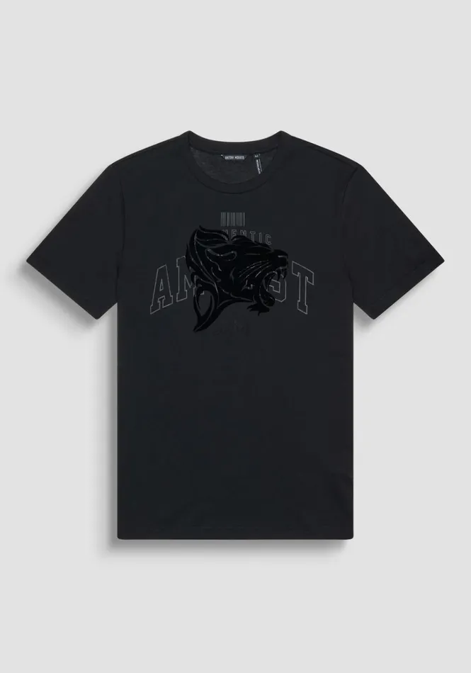 TShirts And Polo Men Antony Morato Regular Fit TShirt In Cotton Jersey With SpongeEffect Print Black