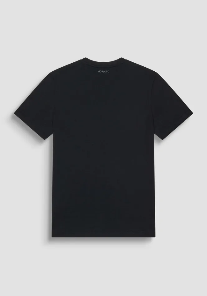 TShirts And Polo Men Antony Morato Regular Fit TShirt In Cotton Jersey With SpongeEffect Print Black