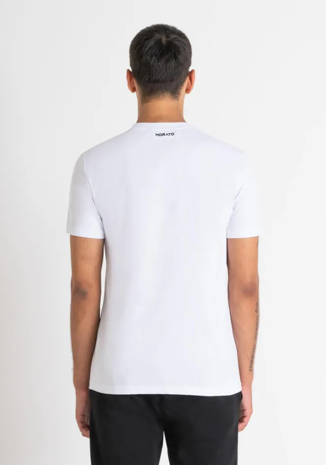 TShirts And Polo Men Antony Morato Regular Fit TShirt In White Cotton Jersey With Panther Print White