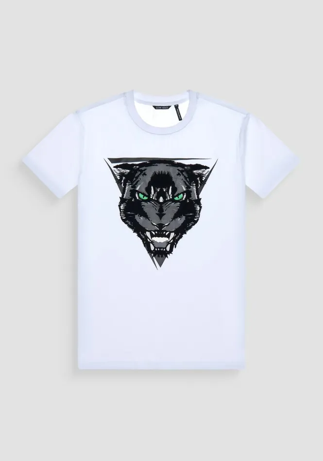 TShirts And Polo Men Antony Morato Regular Fit TShirt In White Cotton Jersey With Panther Print White