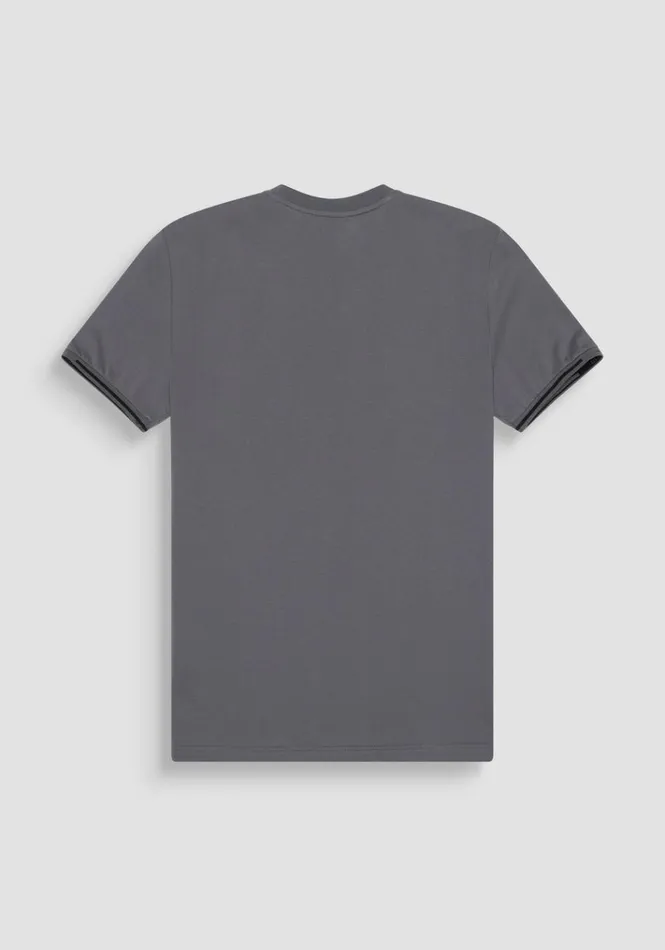 TShirts And Polo Men Antony Morato Slim Fit Cotton Jersey TShirt With Rubberized Logo Anthracite