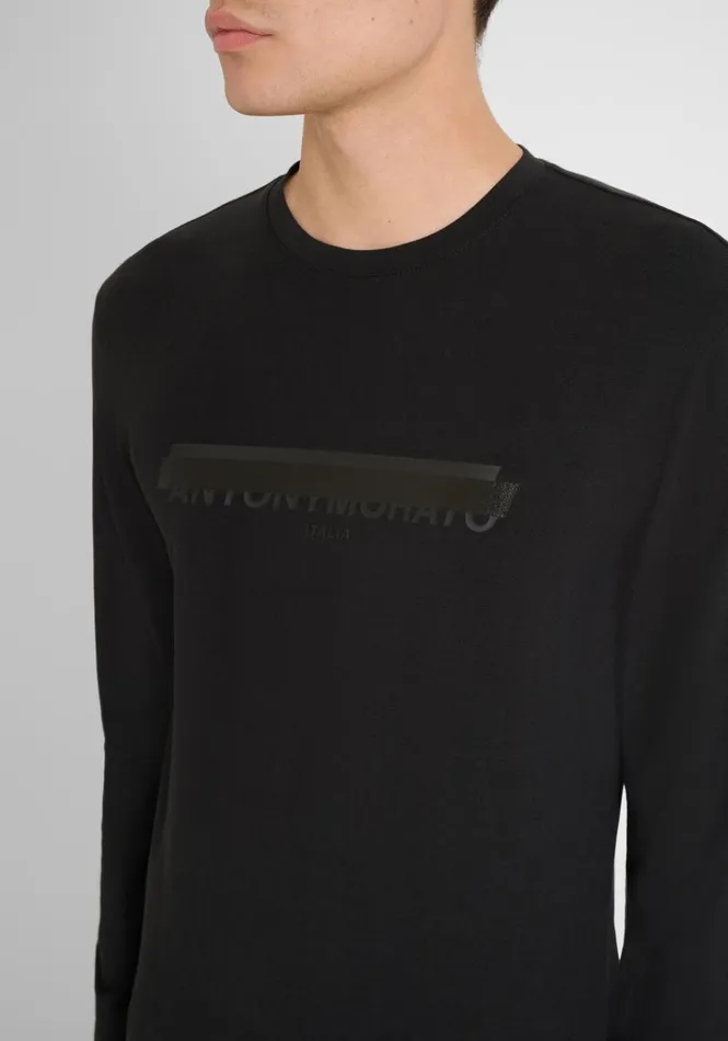 TShirts And Polo Men Antony Morato Super Slim Fit Stretch Cotton TShirt With Logo Print Black