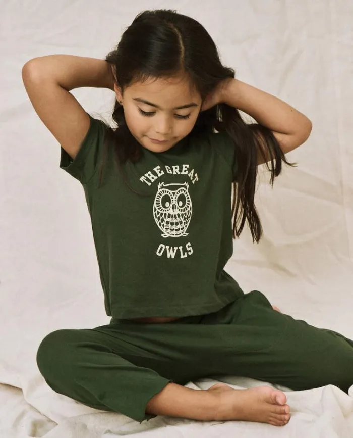 Tshirts Little039s The Great The Little Boxy Crew Dark Forest With Owl Graphic