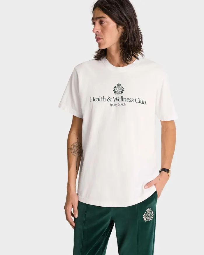 TShirts Men Sporty and Rich HandW Crest TShirt 8211 WhiteAlpine