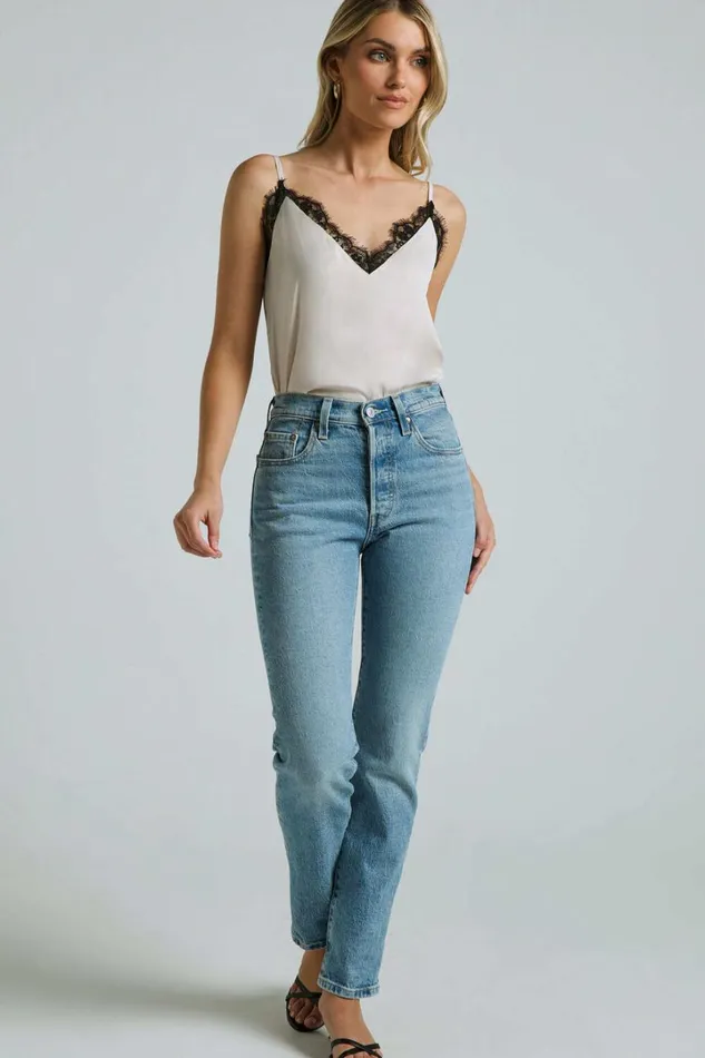 Tatito Top 8211 Lace Detail Cami Top In Cream Women Showpo Tops