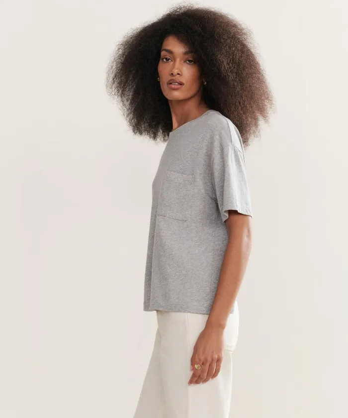 Tees and Tanks Women Jenni Kayne Vintage Pocket Tee Heather Grey