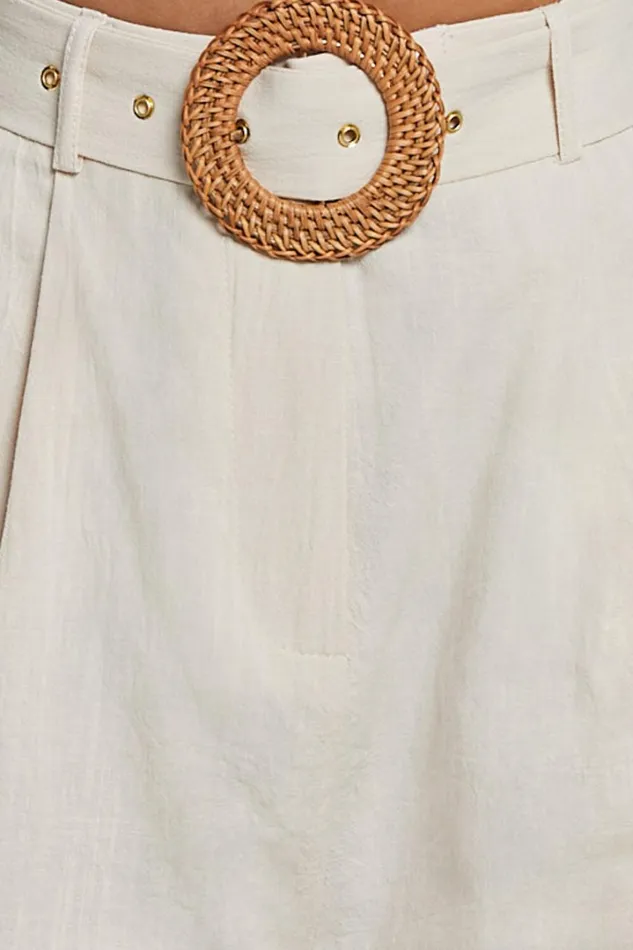 Thaisa Shorts 8211 High Waist Belted Shorts In Biscuit Women Showpo Shorts