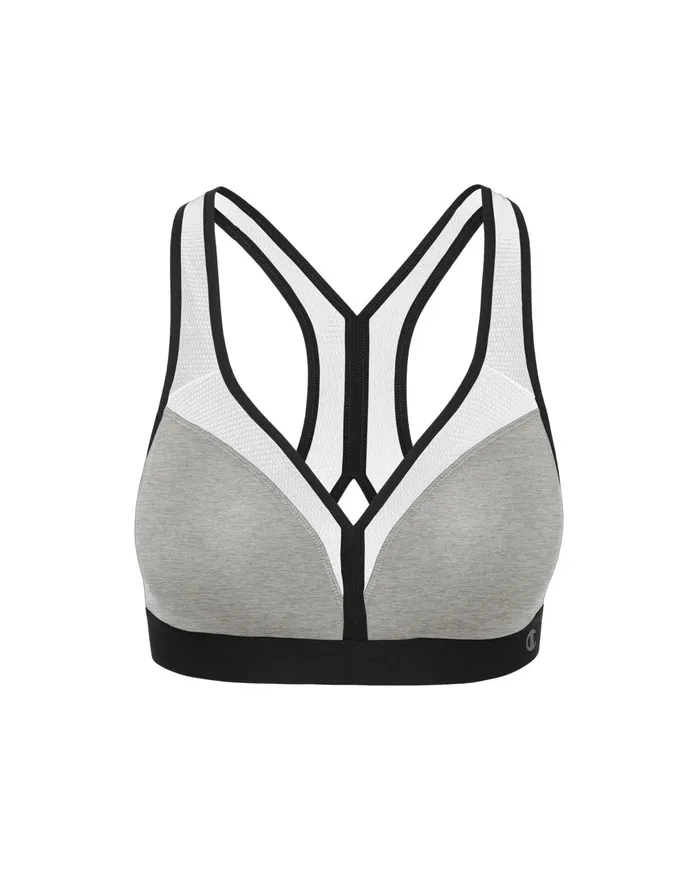 The Curvy Sports Bra C Logo Oxford Grey Heatherwhiteblack Women Champion Sports Bras and Bralettes