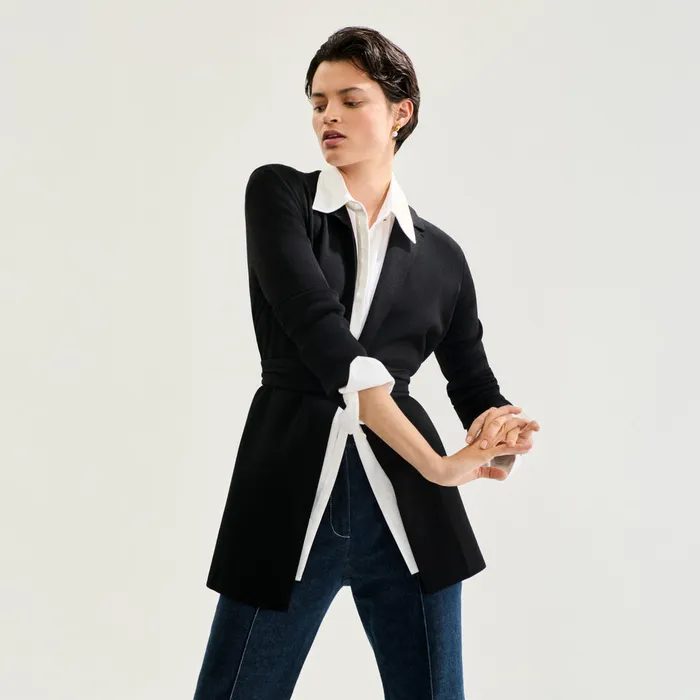 The Merritt Wrap Jardigan Black Women Sweaters M M LaFleur