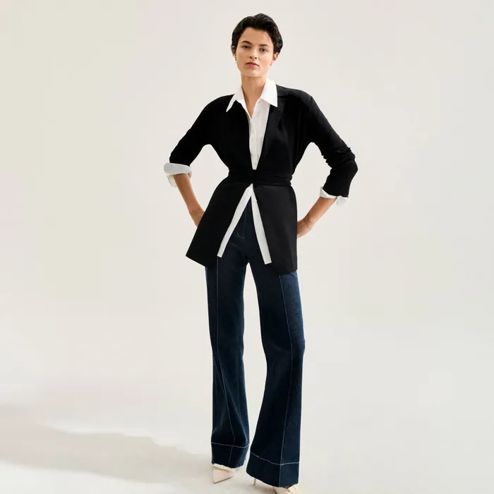The Merritt Wrap Jardigan Black Women Sweaters M M LaFleur