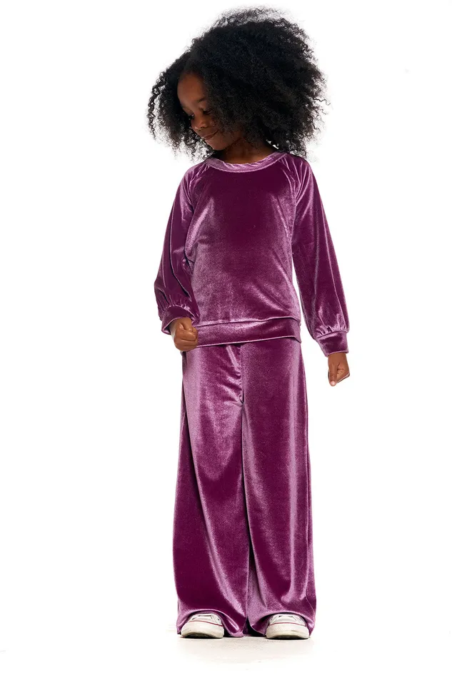 Tops Chaser Brand Girls Stretch Velvet Blouson Sleeve Raglan Pullover Tops Chaser Brand Girls Stretch Velvet Blouson Sleeve Raglan Pullover