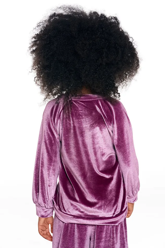 Tops Chaser Brand Girls Stretch Velvet Blouson Sleeve Raglan Pullover Tops Chaser Brand Girls Stretch Velvet Blouson Sleeve Raglan Pullover