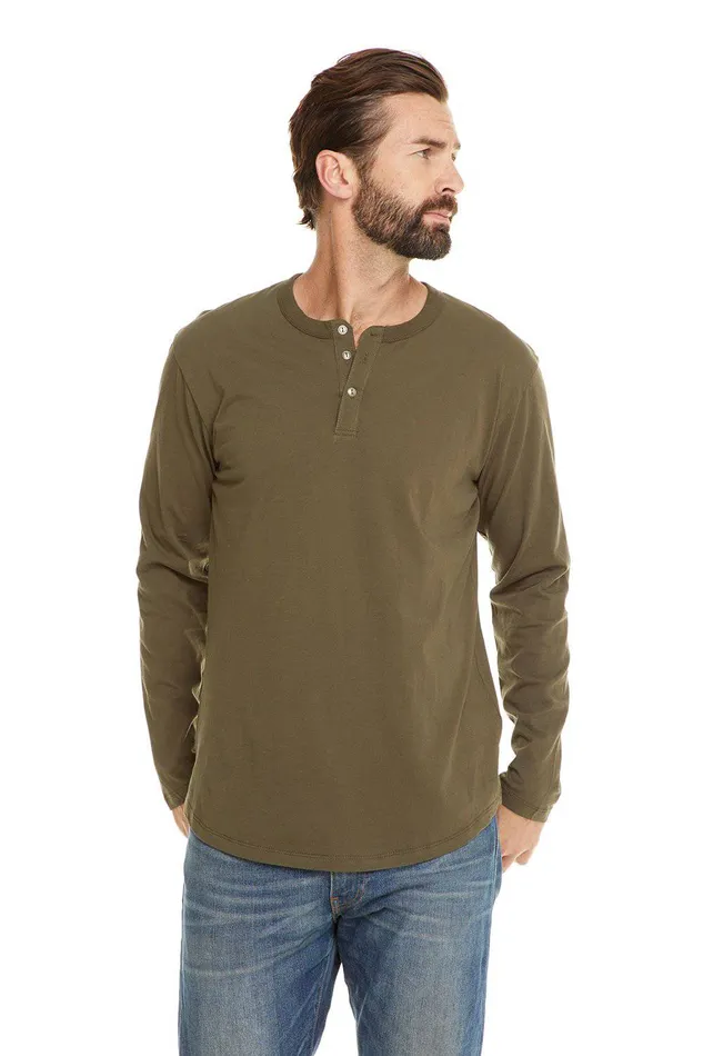 Tops COTTON JERSEY LS HENLEY 8211 Chaser Brand Mens