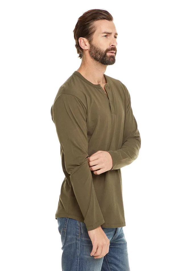 Tops COTTON JERSEY LS HENLEY 8211 Chaser Brand Mens