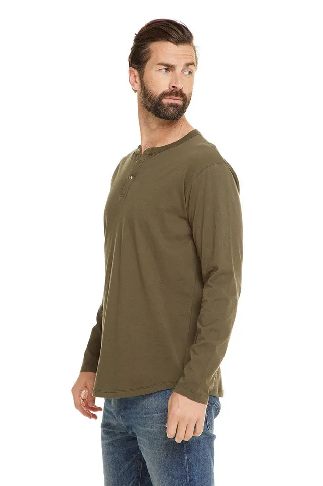 Tops COTTON JERSEY LS HENLEY 8211 Chaser Brand Mens