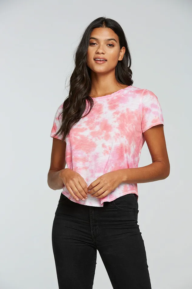 Tops Gauze Jersey Short Sleeve Hi Lo Shirttail Tee Chaser Brand Womens