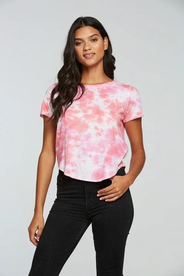 Tops Gauze Jersey Short Sleeve Hi Lo Shirttail Tee Chaser Brand Womens