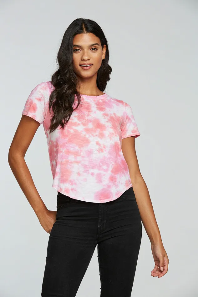 Tops Gauze Jersey Short Sleeve Hi Lo Shirttail Tee Chaser Brand Womens