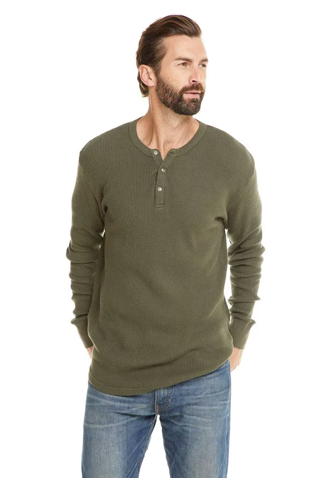 Tops Mens Chaser Brand THERMAL LS HENLEY W CUFF