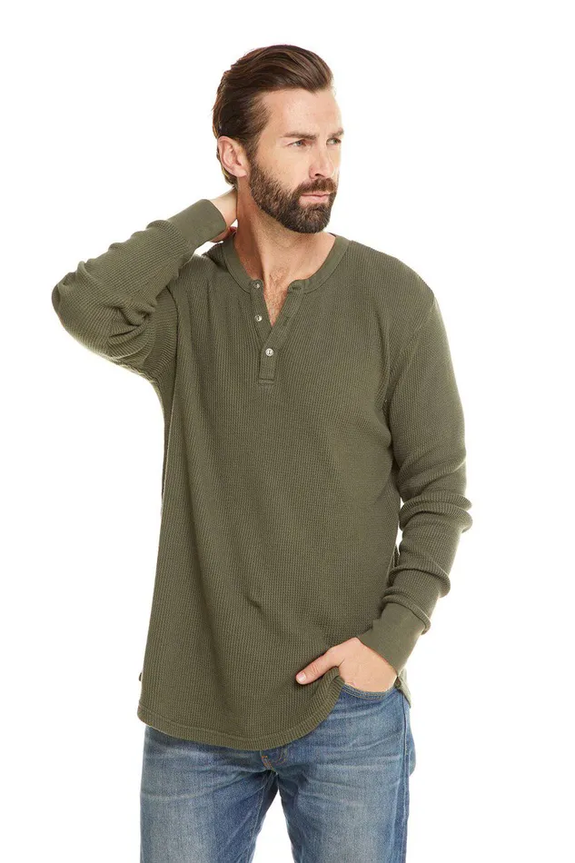 Tops Mens Chaser Brand THERMAL LS HENLEY W CUFF