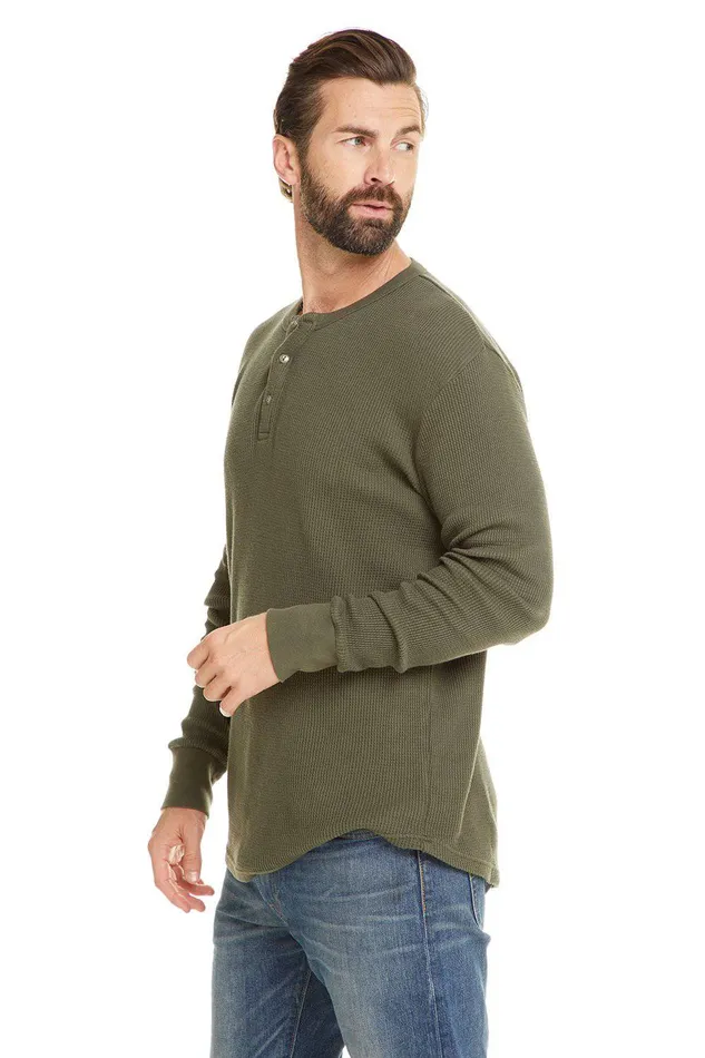 Tops Mens Chaser Brand THERMAL LS HENLEY W CUFF