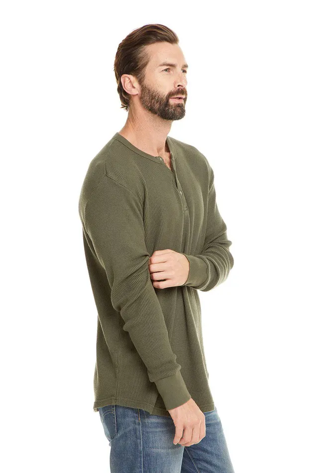 Tops Mens Chaser Brand THERMAL LS HENLEY W CUFF